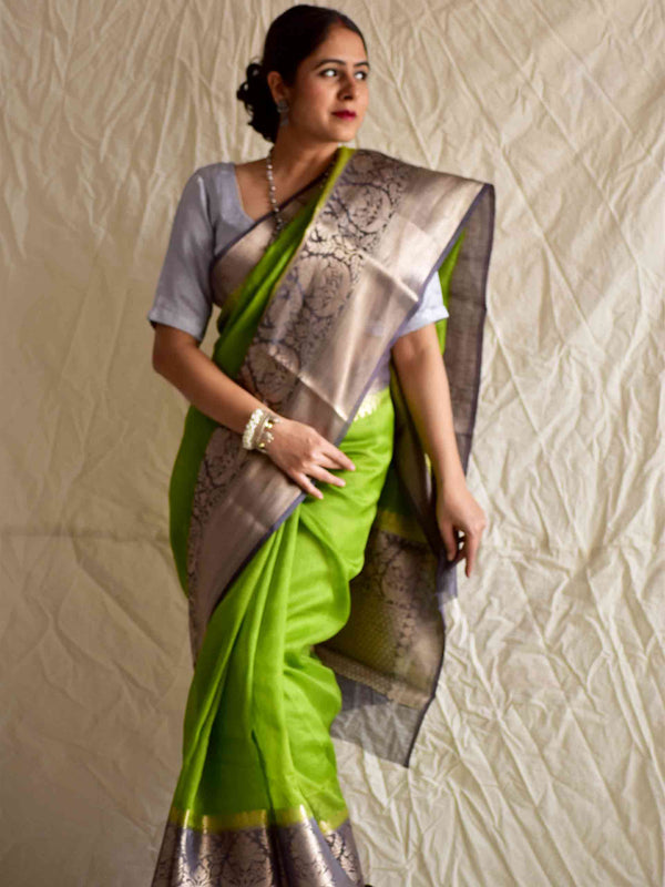 khyber - Linen zari Saree