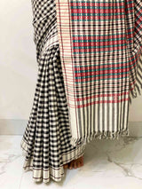 Checks - Kashida handloom cotton saree