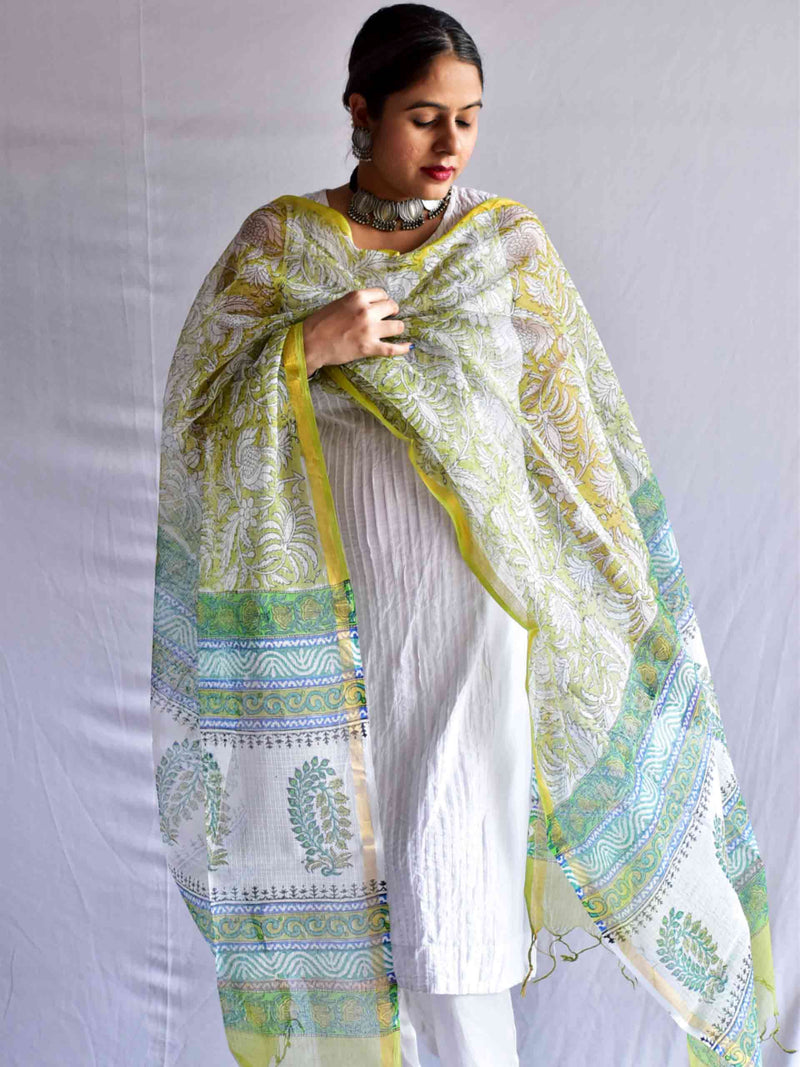 Haldi -  Kota Doria Dupatta