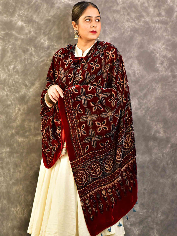 Bloom - Ajrakh Silk Velvet Dupatta