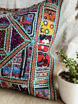 Karishma - hand embroidered mirror work cushion cover 18X18