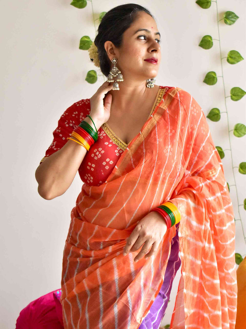 Hartalika - dual shaded leheriya Kota Saree