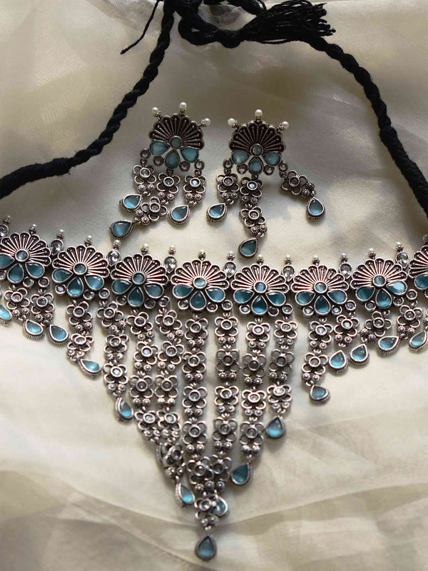 Mumtaz - Oxidized necklace set