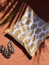 Paisleys - Hand block printed cotton cushion cover 16X16