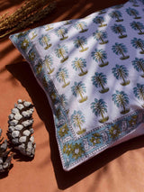Palms - Hand block printed cotton cushion cover 16X16