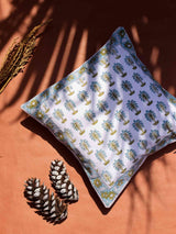 Palms - Hand block printed cotton cushion cover 16X16