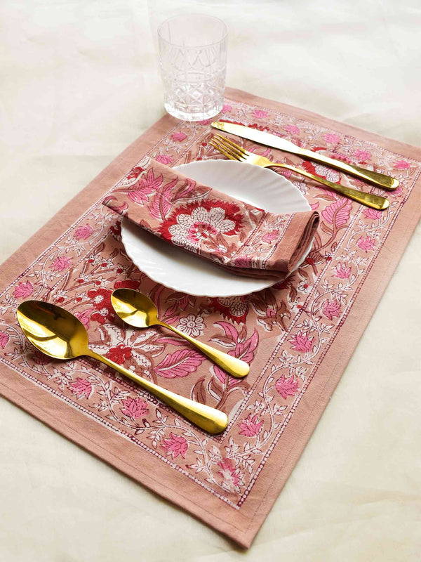 Peaches - Table mat and napkin set of 6