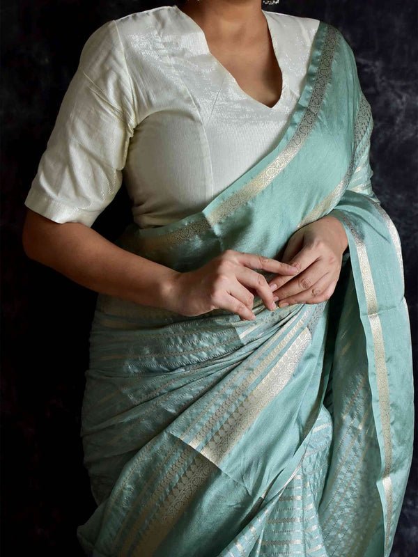 Pistachio - Chanderi silk saree