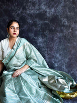 Pistachio - Chanderi silk saree
