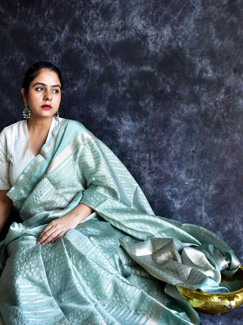 Pistachio - Chanderi silk saree