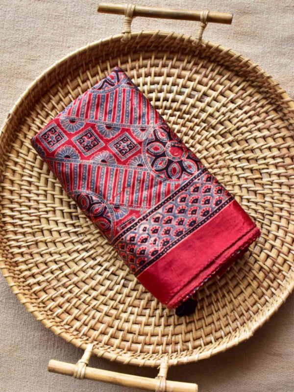 Raunak - Ajrakh hand block printed Mashru silk stole