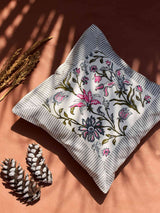 Coastal - Hand block printed cotton cushion cover 16X16