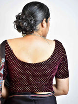 Wine - Velvet sequin Blouse