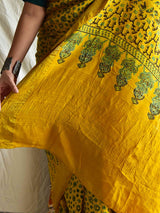 Rasmalai - Ajrakh hand block printed Dola Silk zari border Saree